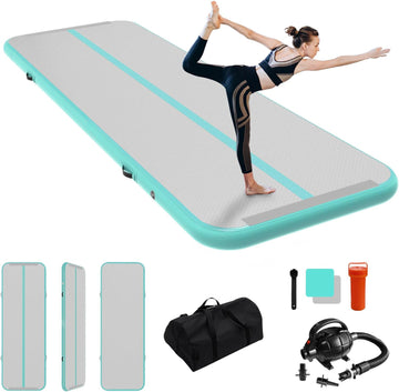 Inflatable Air Gymnastics Mat Training Mats Gymnastics Tracks for Home Use/Training/Cheerleading/Yoga/Water with Pump