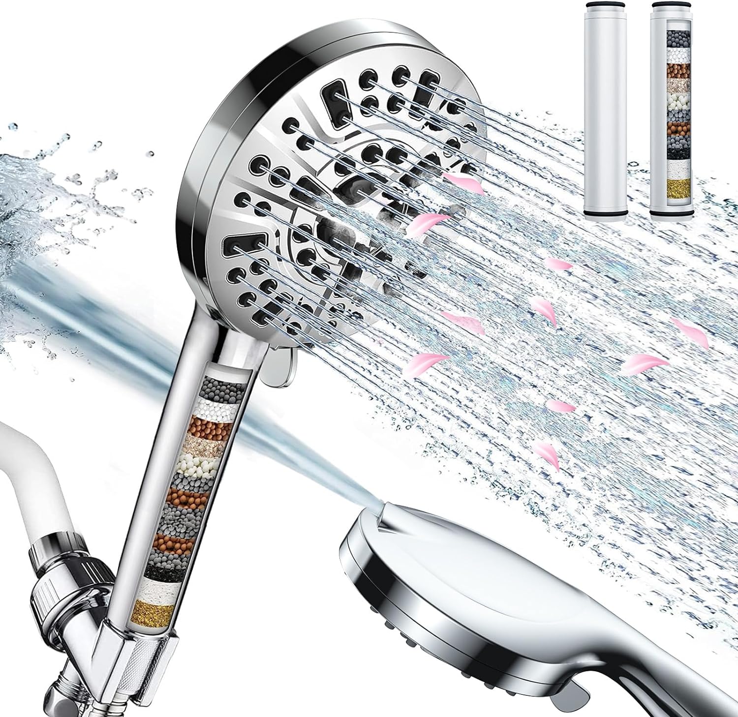 Shower Heads with Handheld , High Pressure Shower Head with 2 Replaceable Filters-The Perfect Detachable Heads for Bathroom Upgrade