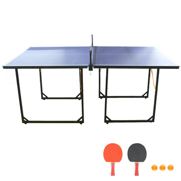 6' x 3' Mid-Size Table Tennis Table Foldable & Portable Ping Pong Table Set for Indoor & Outdoor Games with Net