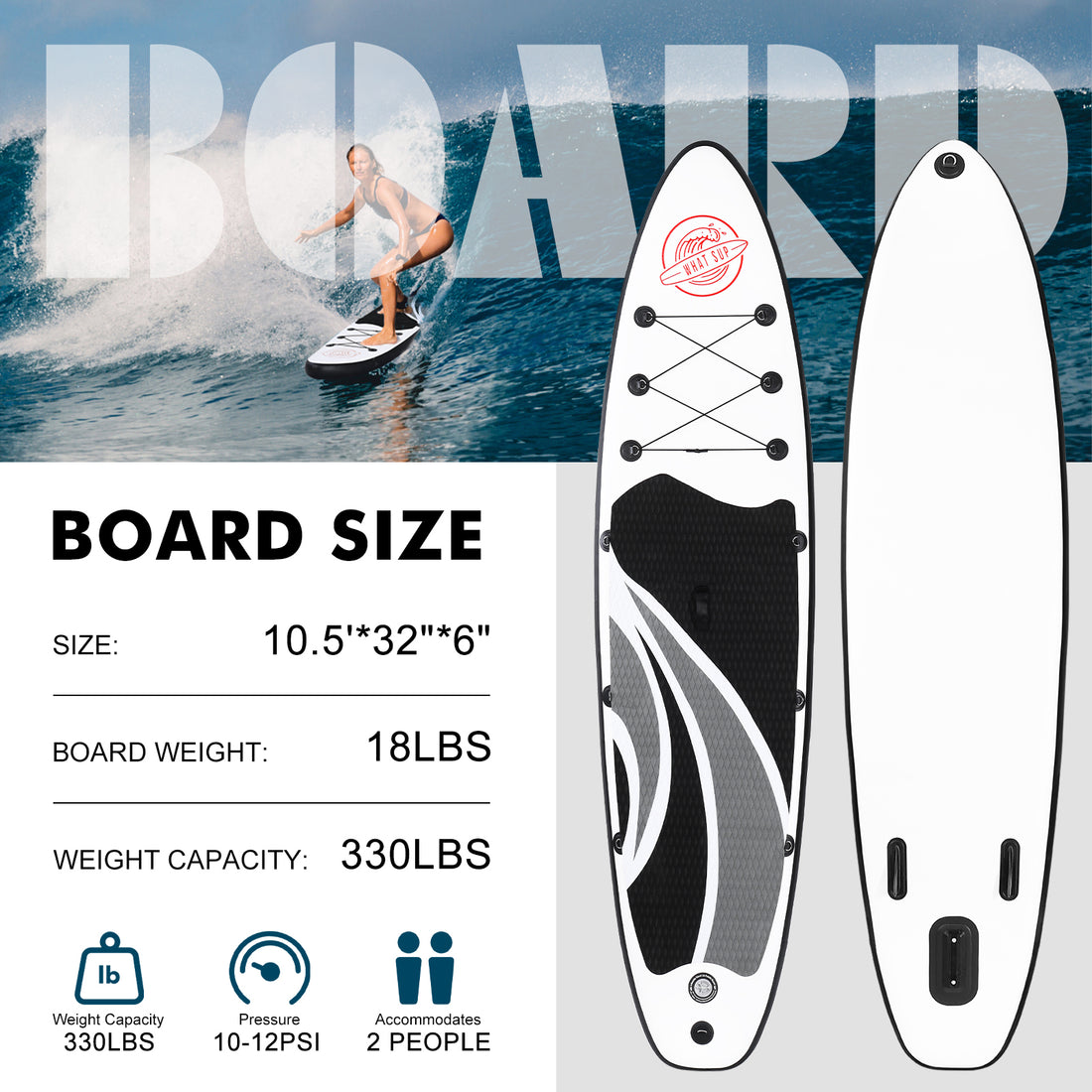 Inflatable Stand Up Paddle Boards 10.5' with Premium SUP Paddle Board Accessories, Wide Stable Design, Non-Slip Comfort Deck for Youth & Adults